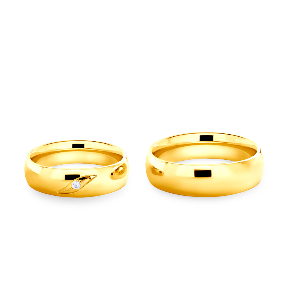 Obrączki ślubne: złote, półokrągłe, 6 mm