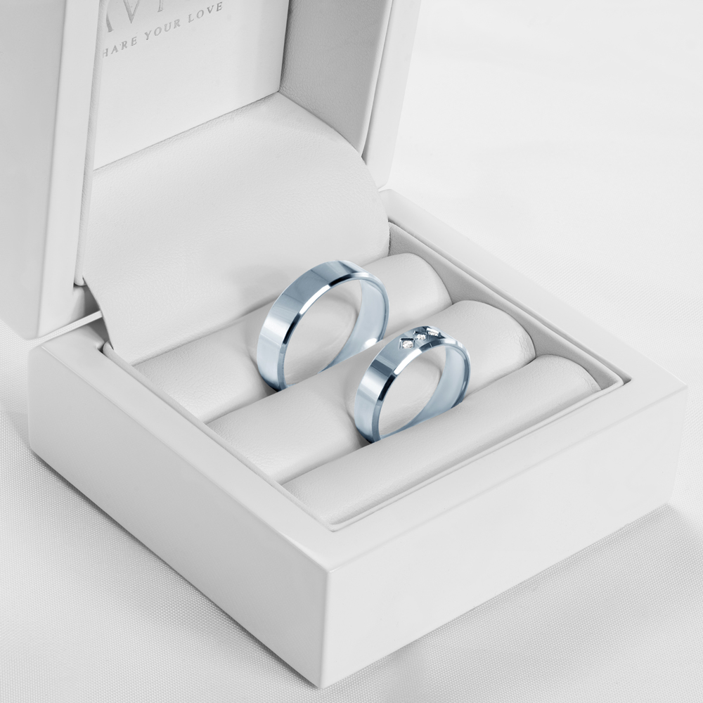 Obrączki ślubne: białe złoto, z fazą, 5 mm