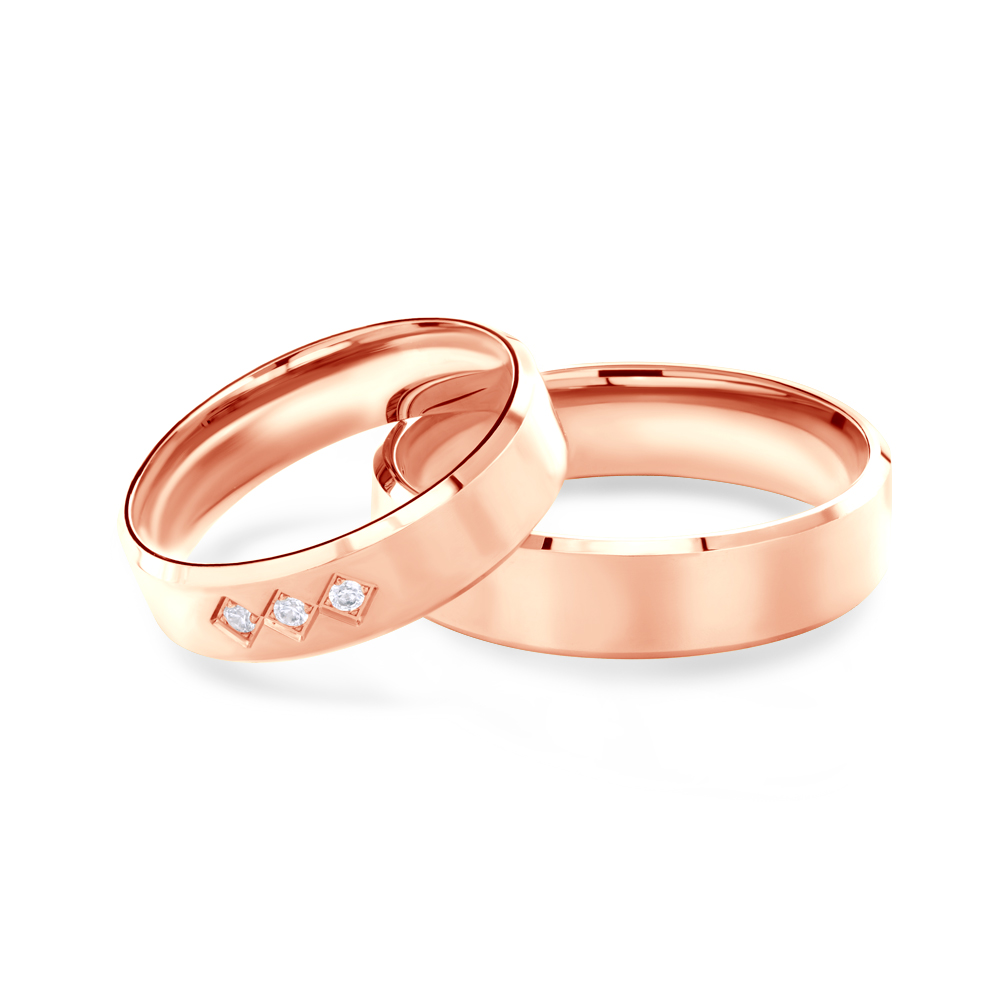 Snubní prsteny: růžové zlato, s drážkou, 5 mm