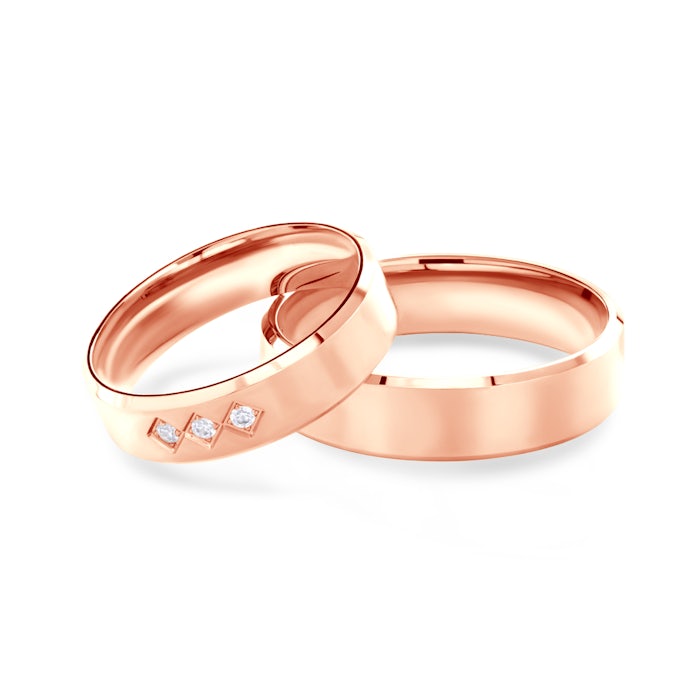 Snubní prsteny: růžové zlato, s drážkou, 5 mm