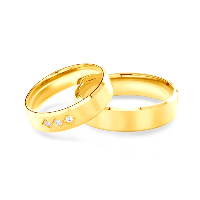 Snubní prsteny: žluté zlato, s drážkou, 5 mm