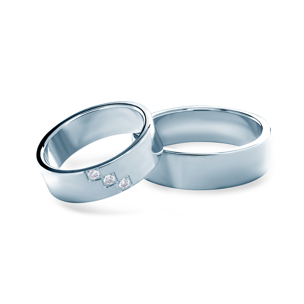 Obrączki ślubne: białe złoto, płaskie, 6 mm