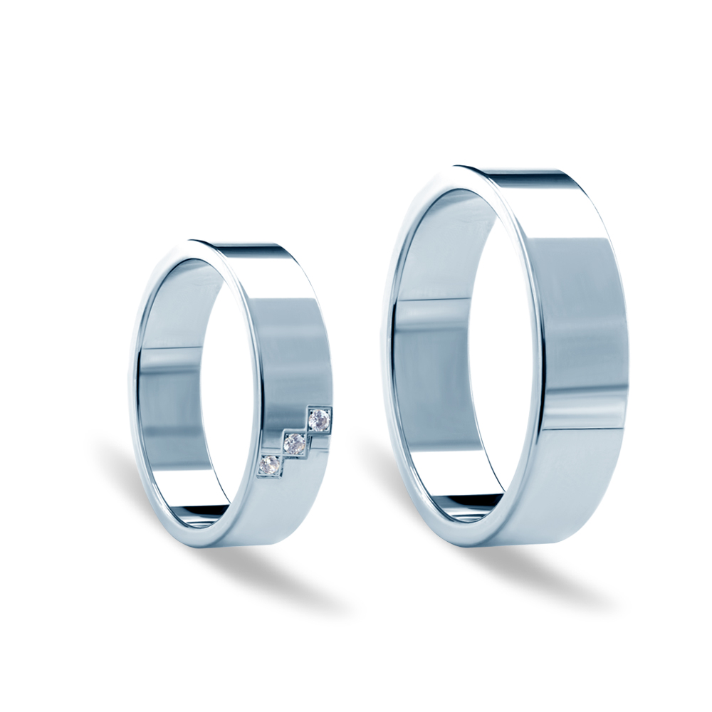 Eheringe: Weißgold, Flach, 6 mm