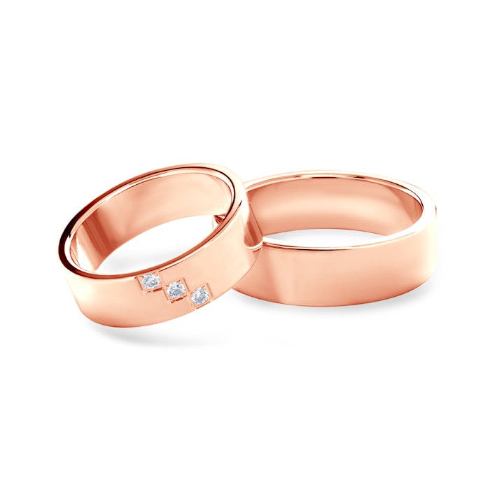 Obrączki ślubne: różowe złoto, płaskie, 6 mm