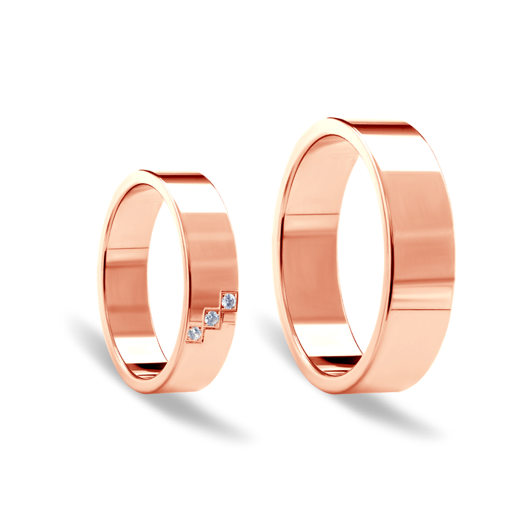 Obrączki ślubne: różowe złoto, płaskie, 6 mm