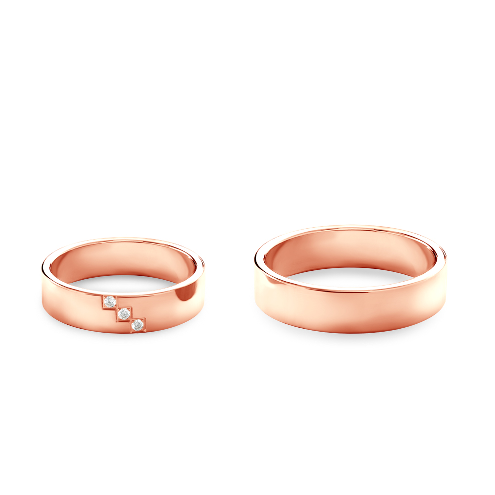 Obrączki ślubne: różowe złoto, płaskie, 6 mm