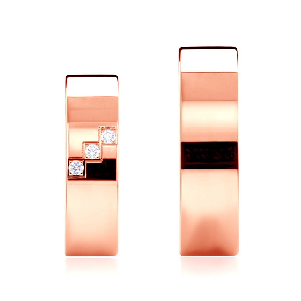 Obrączki ślubne: różowe złoto, płaskie, 6 mm