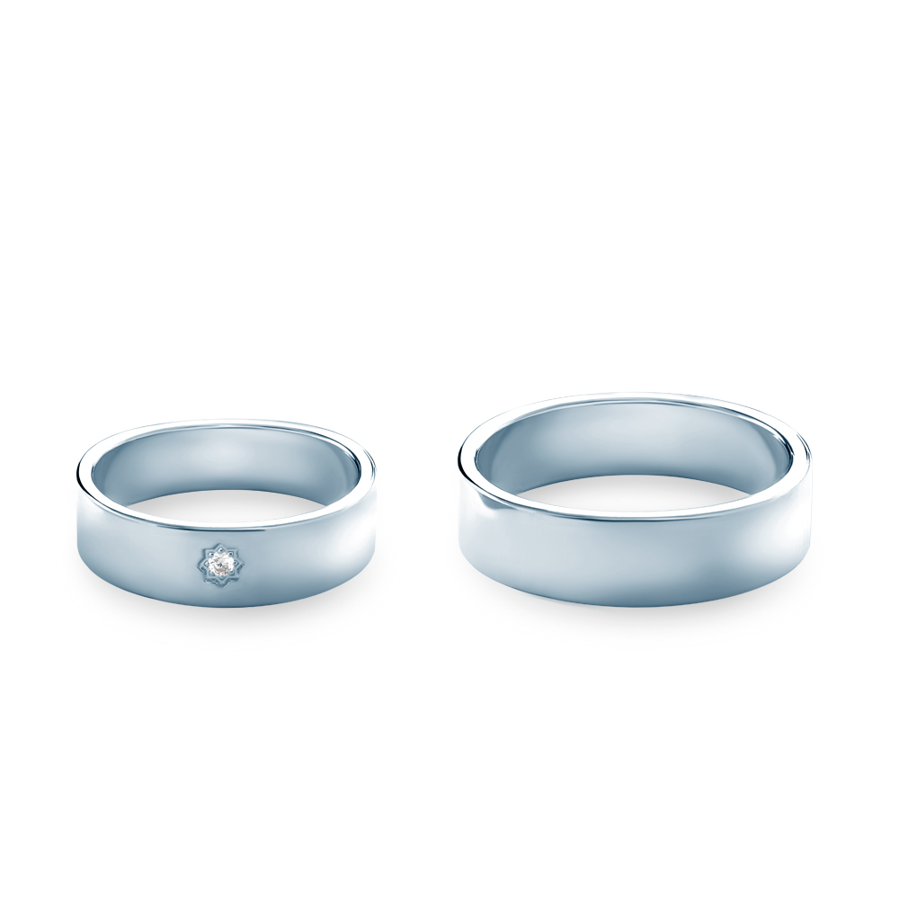 Obrączki ślubne: białe złoto, płaskie, 7 mm