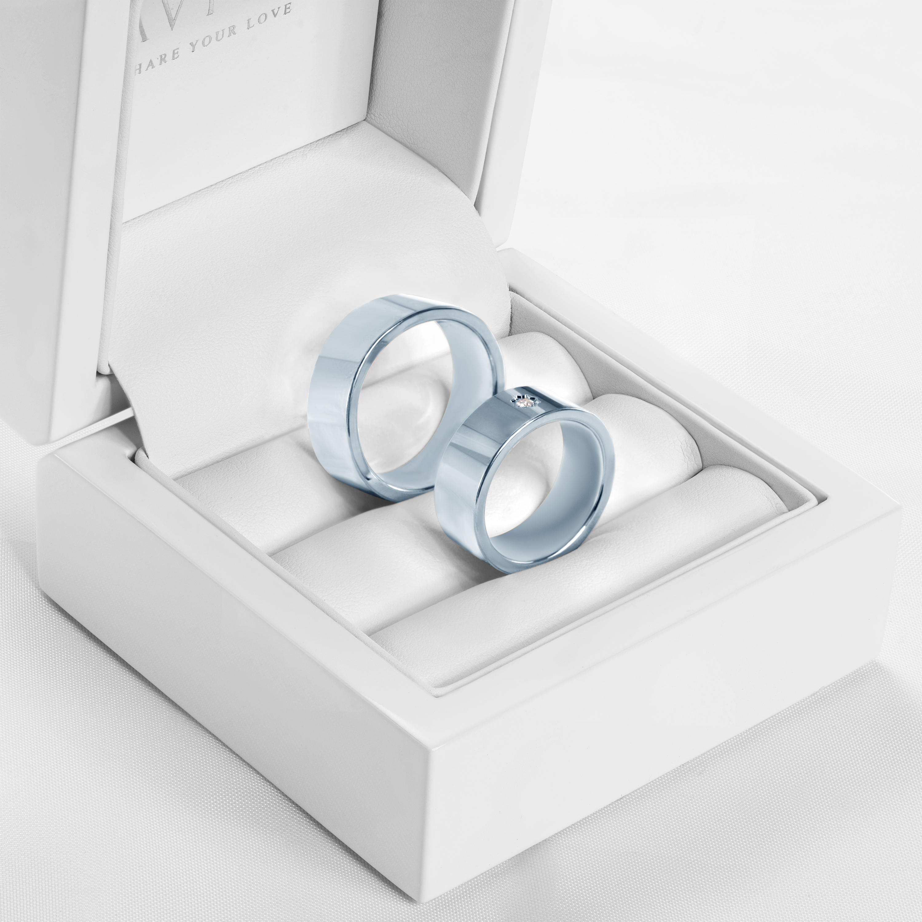 Obrączki ślubne: białe złoto, płaskie, 7 mm