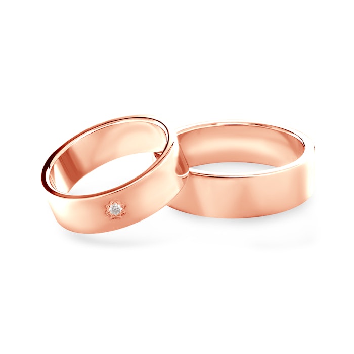 Wedding Rings: rose gold, Flat Shaped, 7 mm
