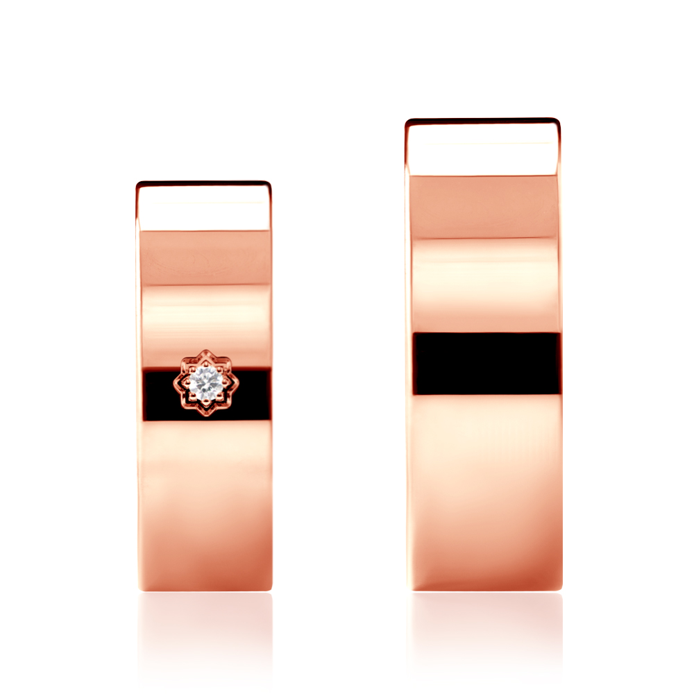 Obrączki ślubne: różowe złoto, płaskie, 7 mm