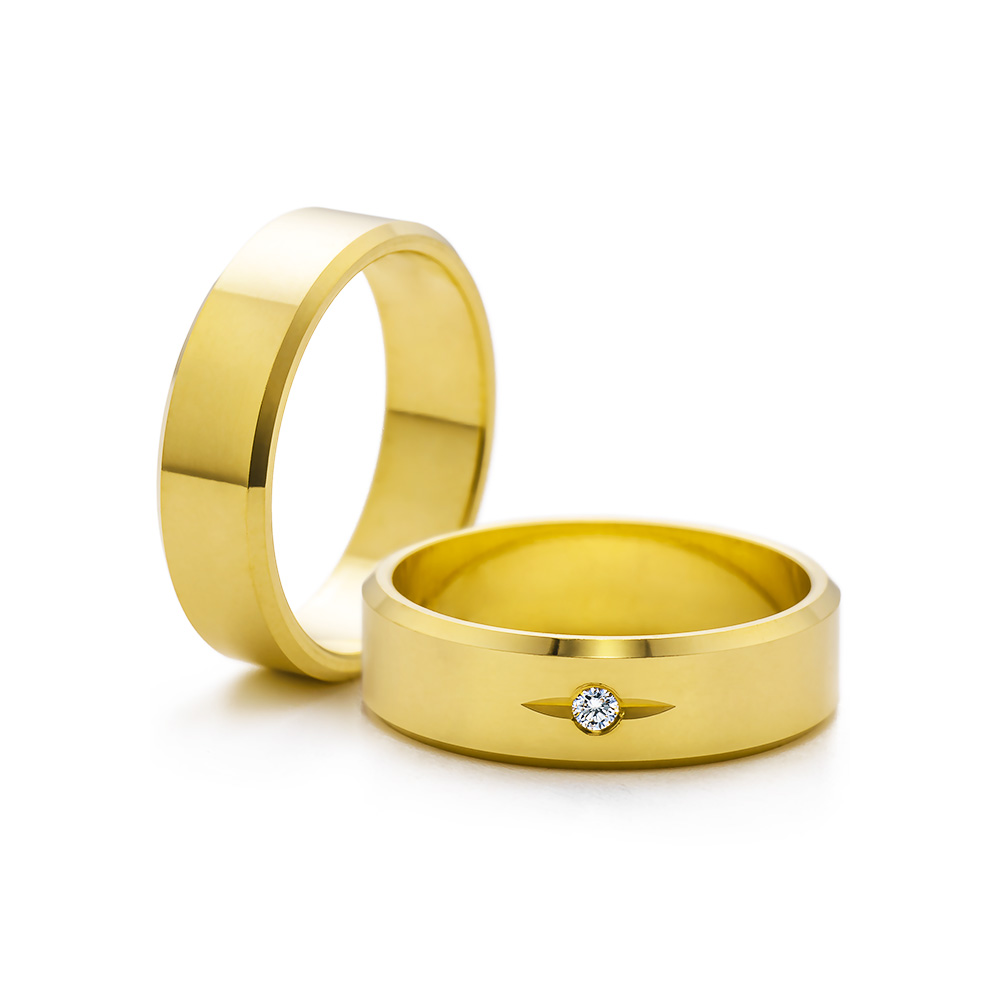Snubní prsteny: žluté zlato, s drážkou, 5 mm