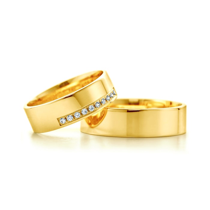 Wedding Rings: gold, Flat Shaped, 6 mm
