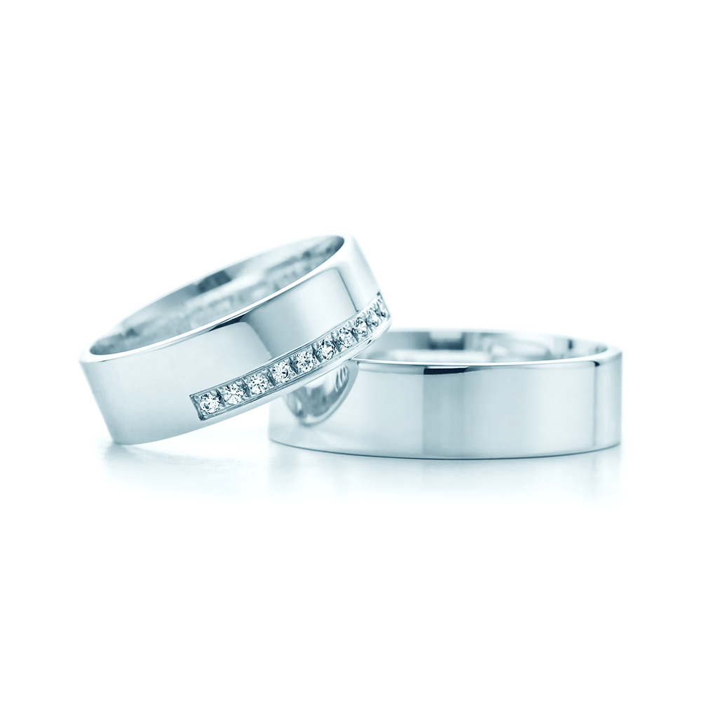 Snubní prsteny: bílé zlato, ploché, 6 mm