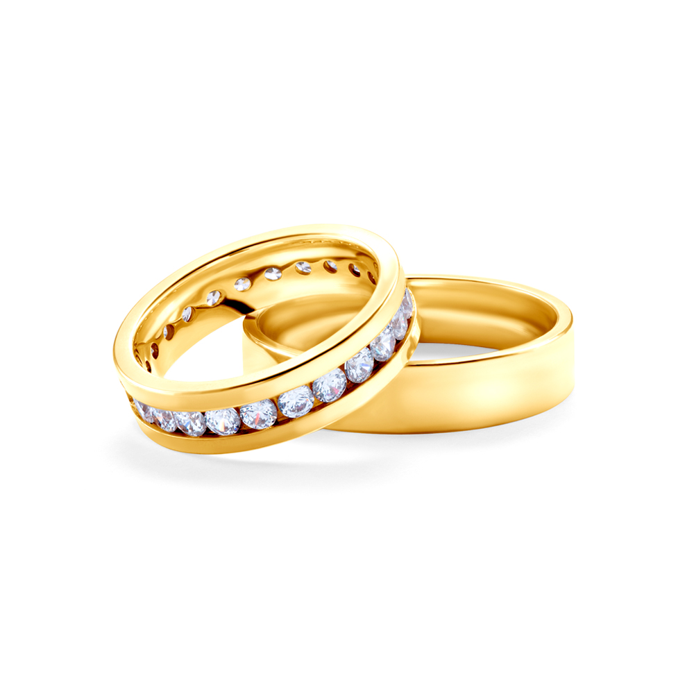 Snubní prsteny: žluté zlato, ploché, 5 mm