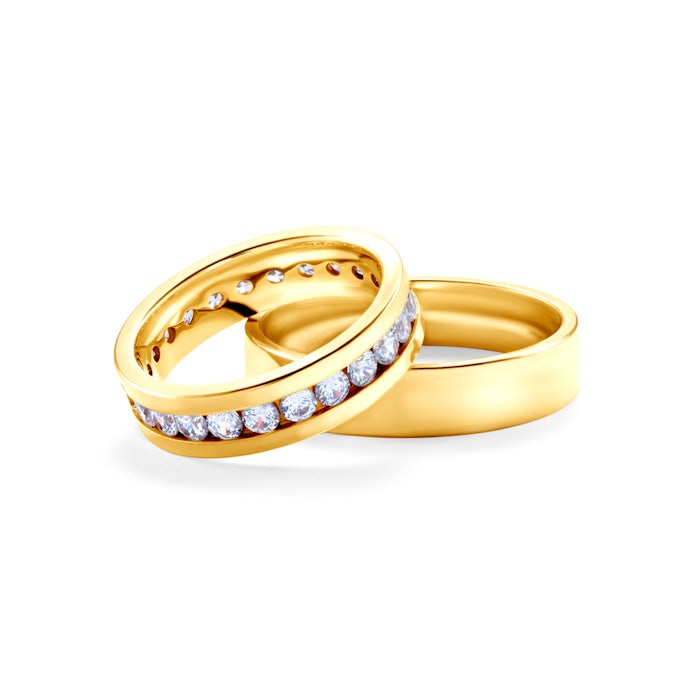 Obrączki ślubne: złote, płaskie, 5 mm