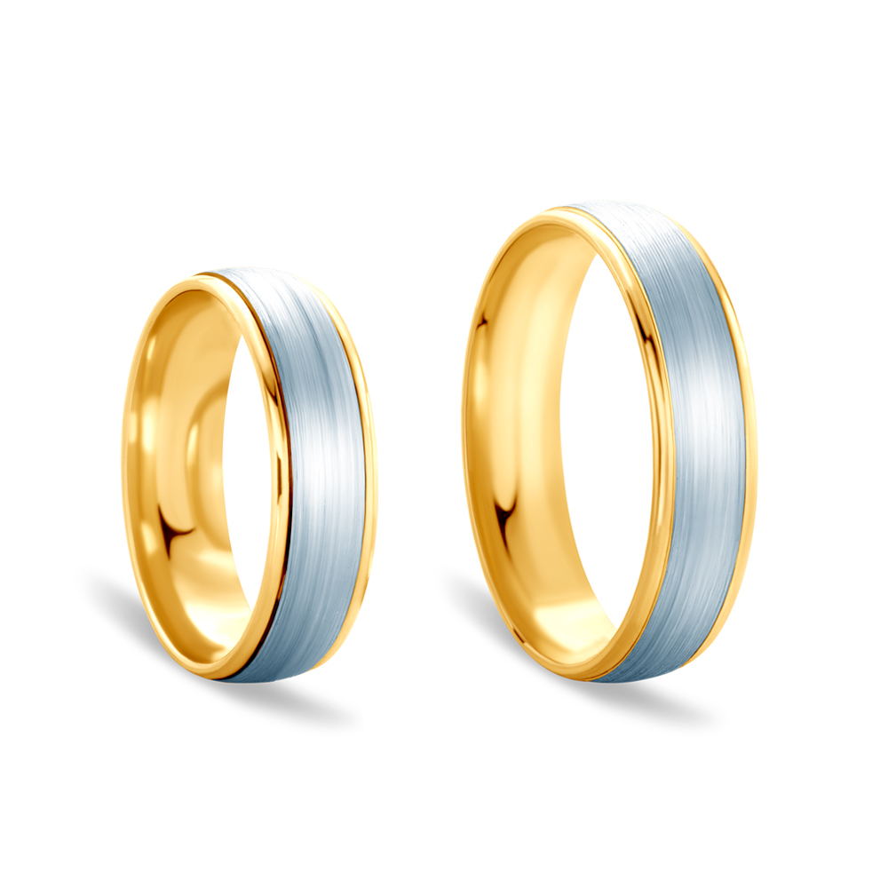 Obrączki ślubne: dwukolorowe złoto, okrągłe, 5,3 mm