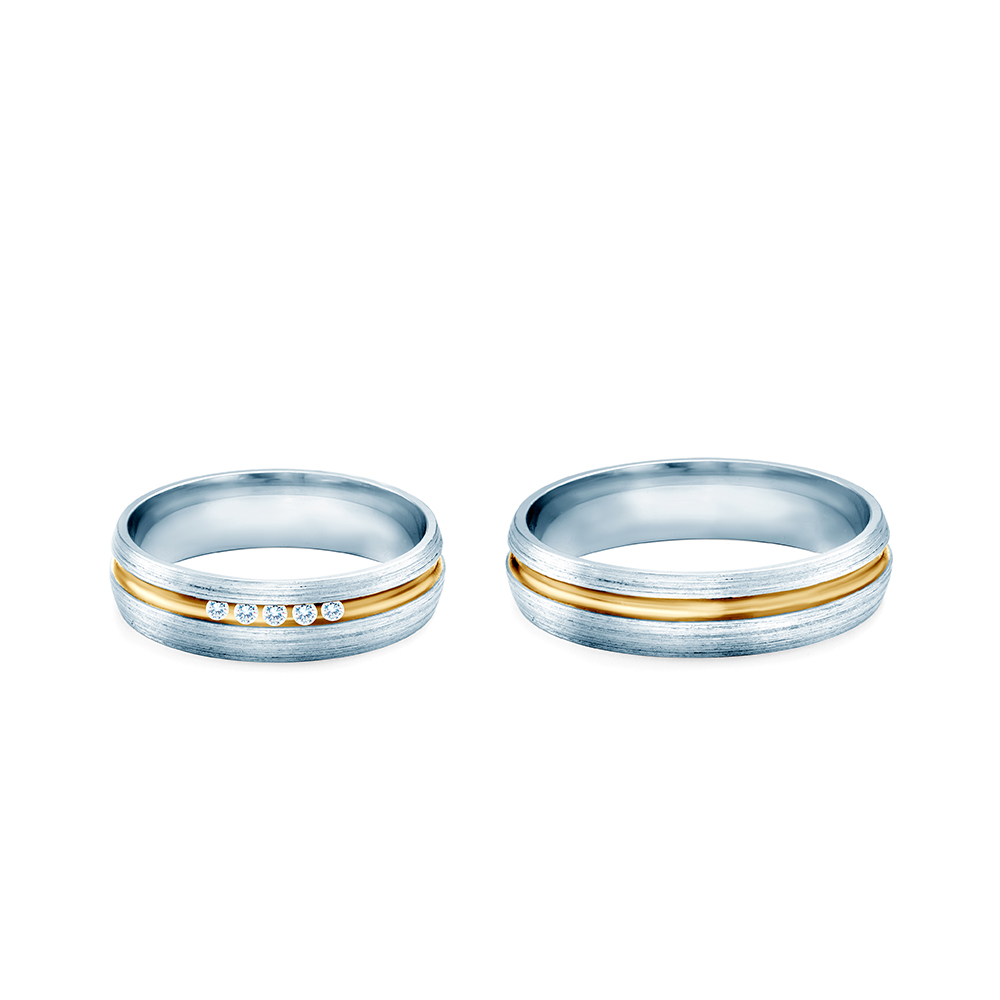 Obrączki ślubne: dwukolorowe złoto, okrągłe, 6 mm