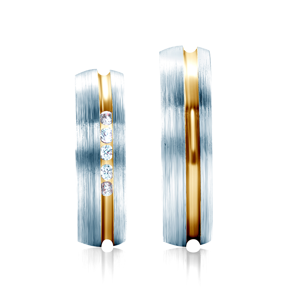 Obrączki ślubne: dwukolorowe złoto, okrągłe, 6 mm