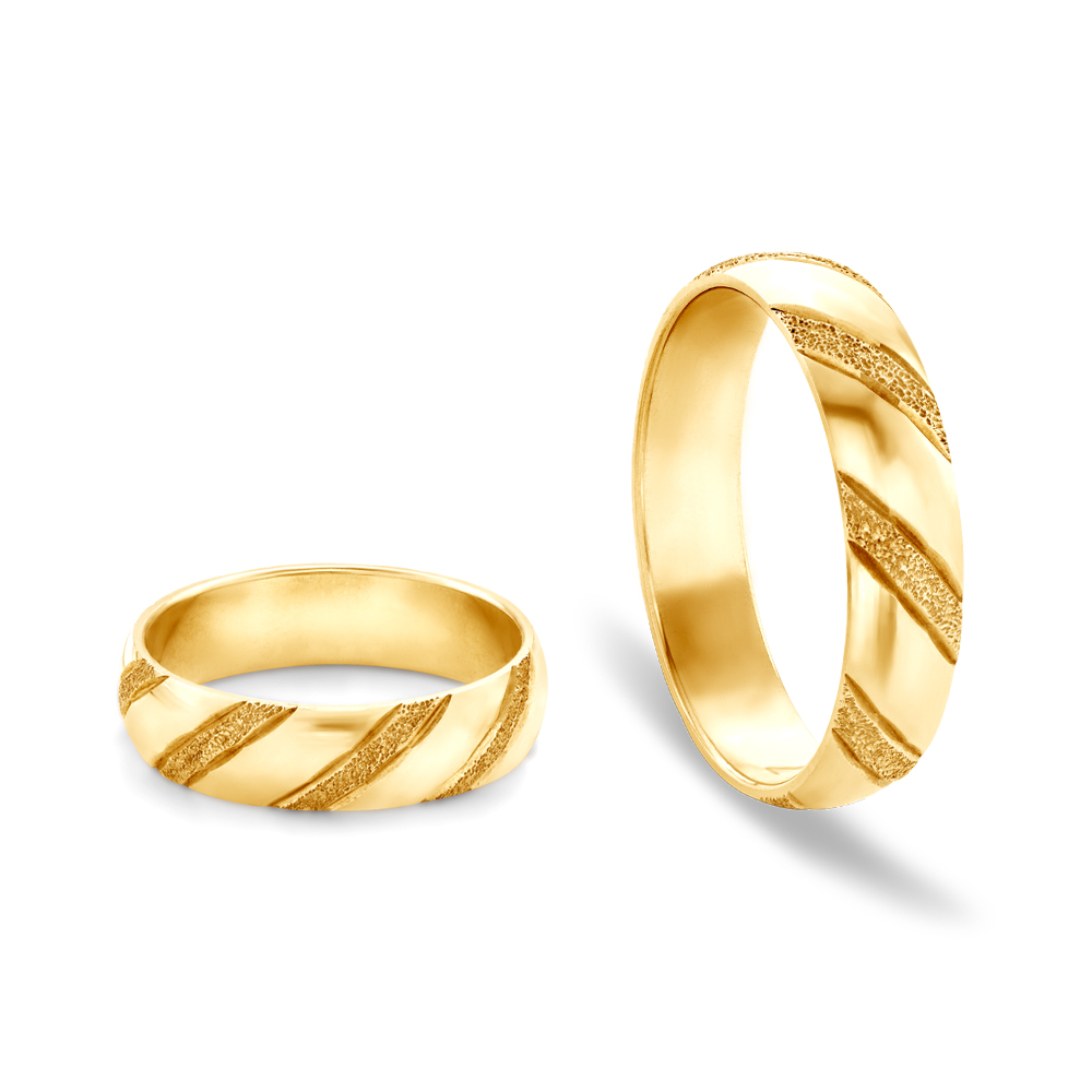 Obrączki ślubne: złote, półokrągłe, 5 mm