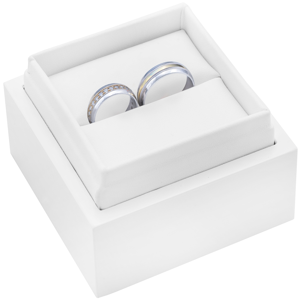 Obrączki ślubne: dwukolorowe złoto, półokrągłe, 6,5 mm - 7