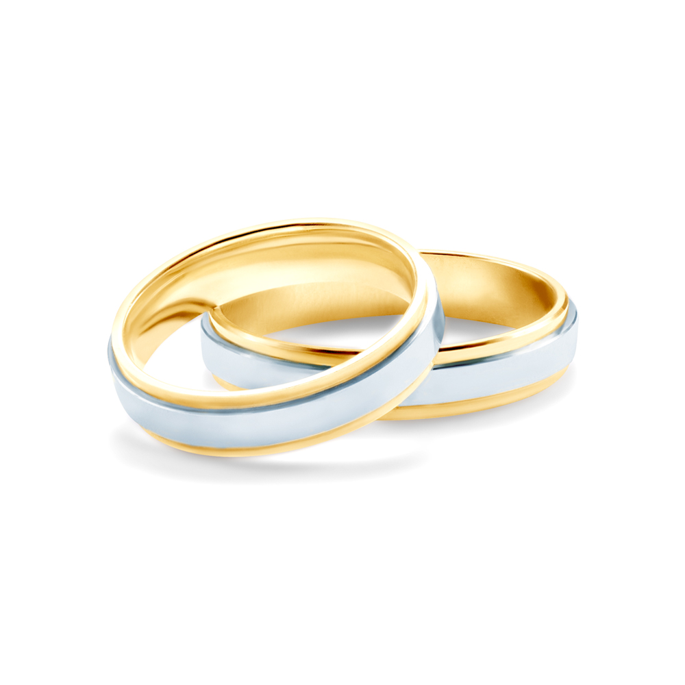 Obrączki ślubne: dwukolorowe złoto, płaskie, 4,3 mm