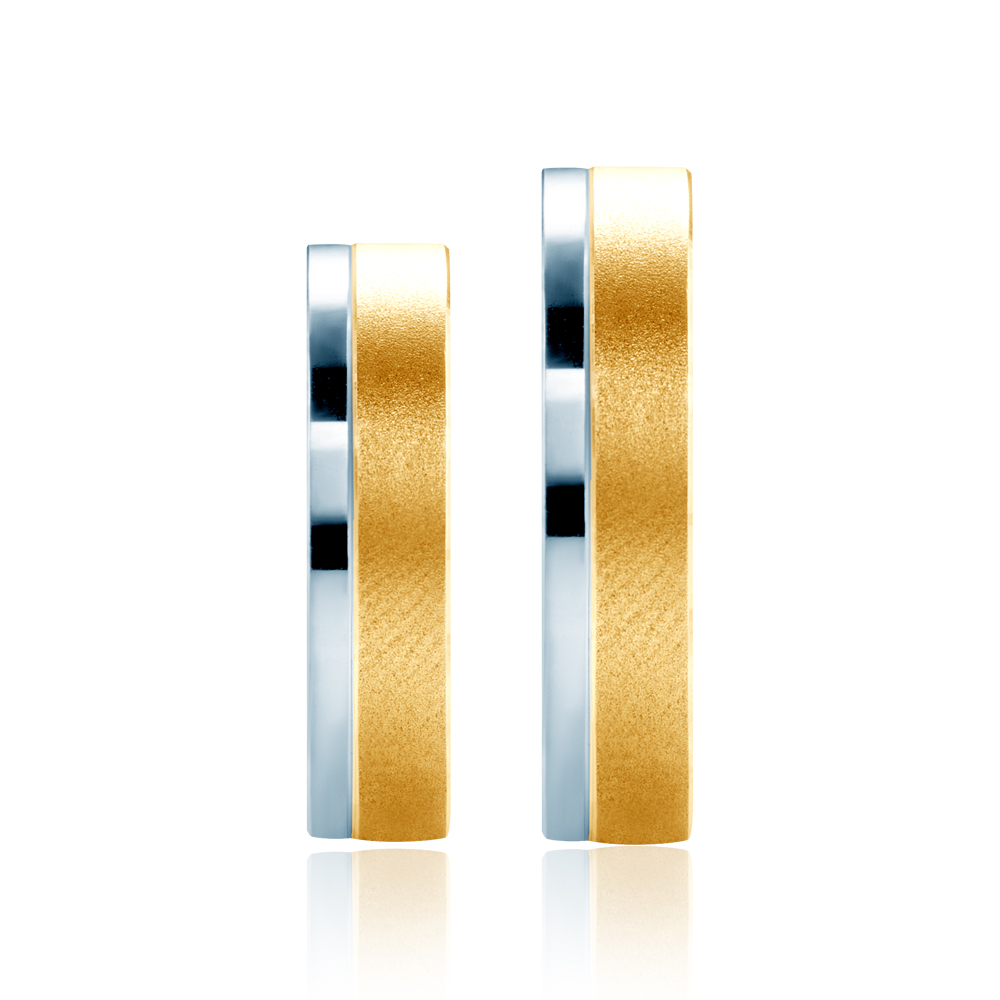 Obrączki ślubne: dwukolorowe złoto, płaskie, 5 mm