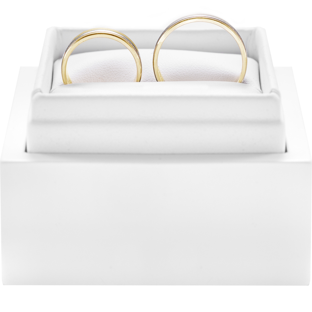 Obrączki ślubne: dwukolorowe złoto, płaskie, 5 mm