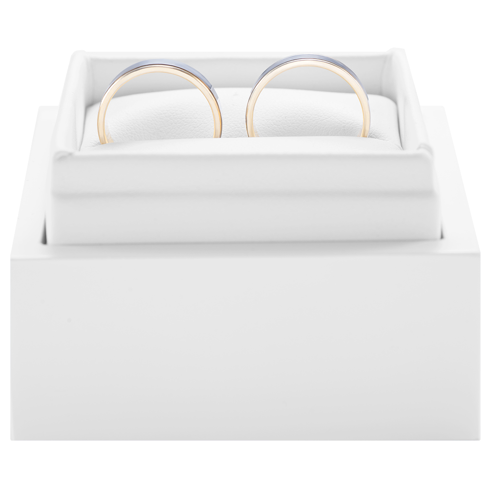 Obrączki ślubne: dwukolorowe złoto, płaskie, 5 mm