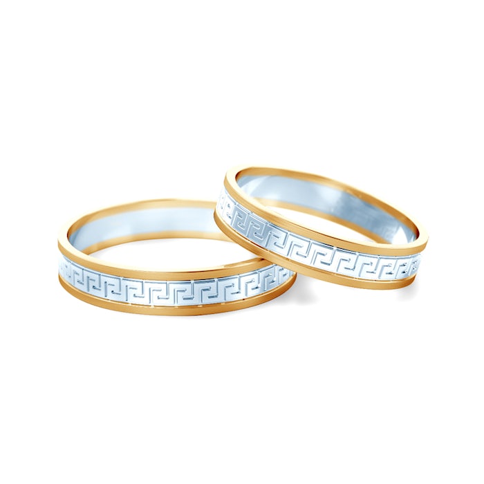 Obrączki ślubne: dwukolorowe złoto, płaskie, 4 mm