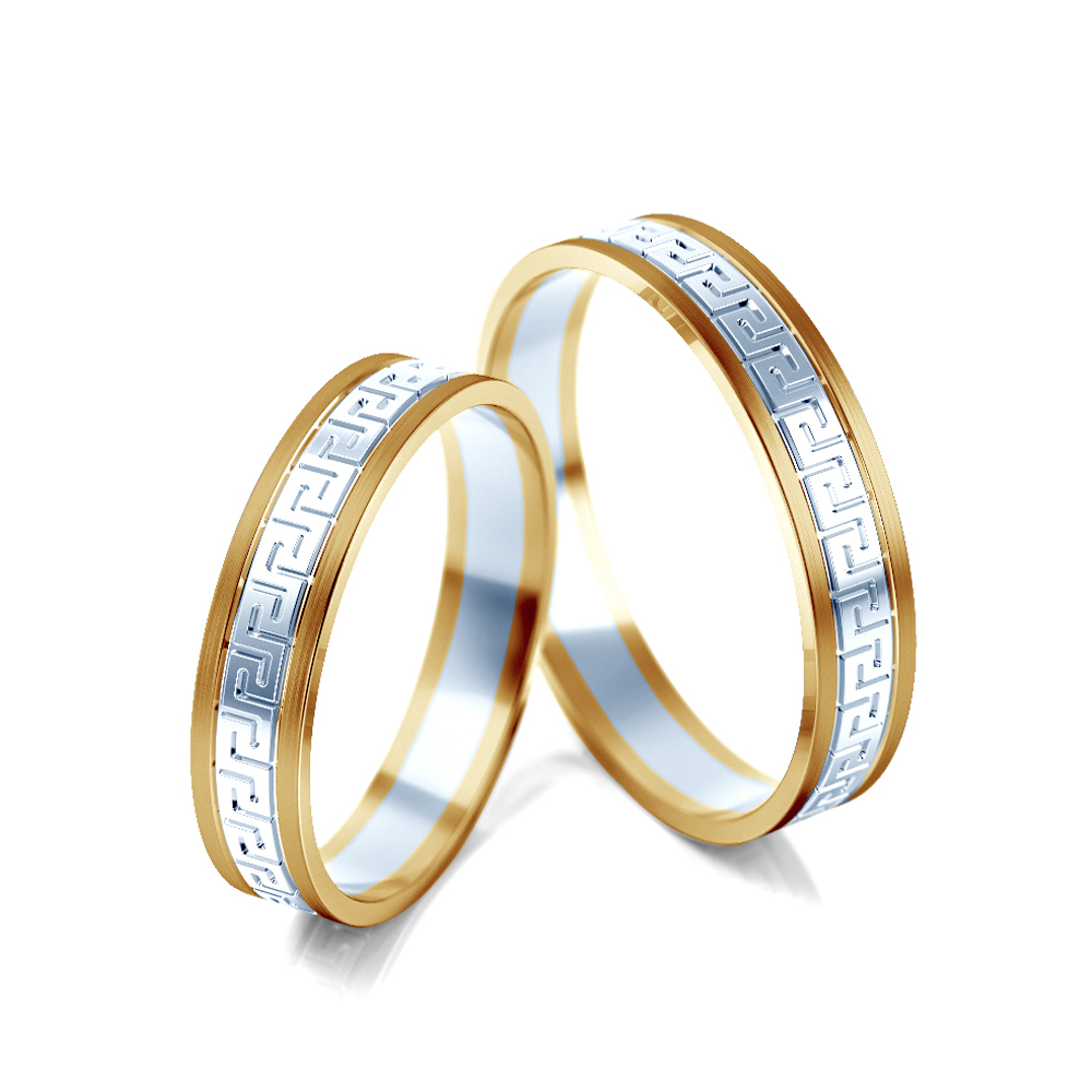 Eheringe: Zweifarbiges Gold, Flach, 4 mm