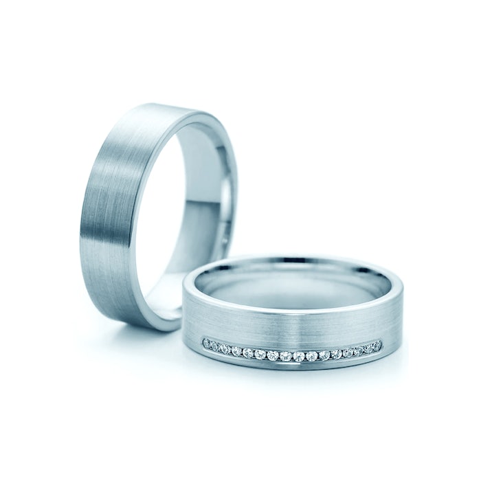 Snubní prsteny: bílé zlato, ploché, 5,3 mm