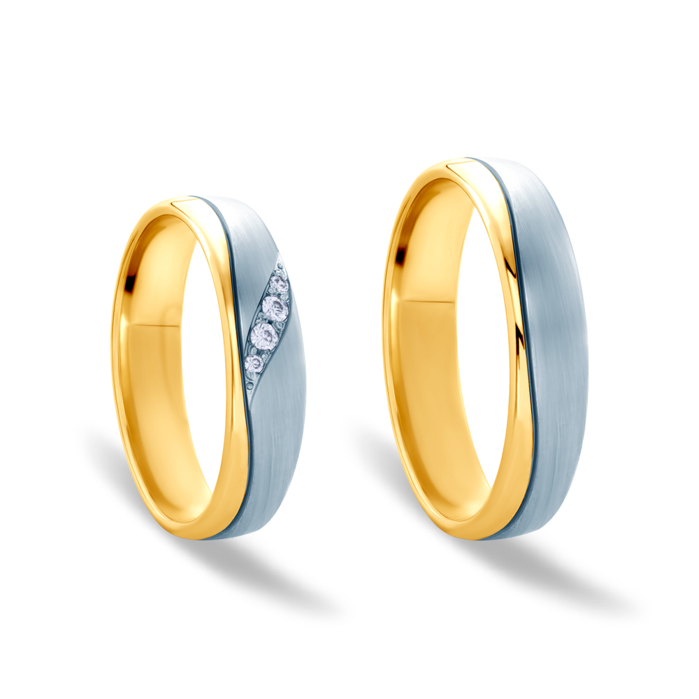 Obrączki ślubne: dwukolorowe złoto, okrągłe, 5 mm