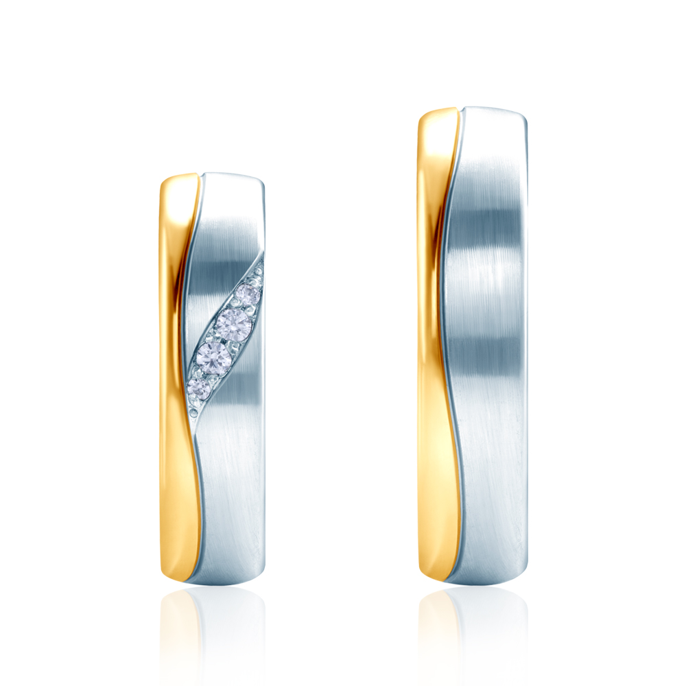 Obrączki ślubne: dwukolorowe złoto, okrągłe, 5 mm