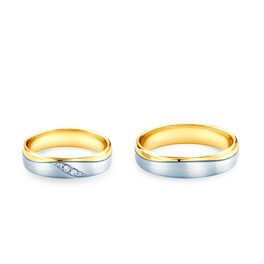 Obrączki ślubne: dwukolorowe złoto, okrągłe, 5 mm