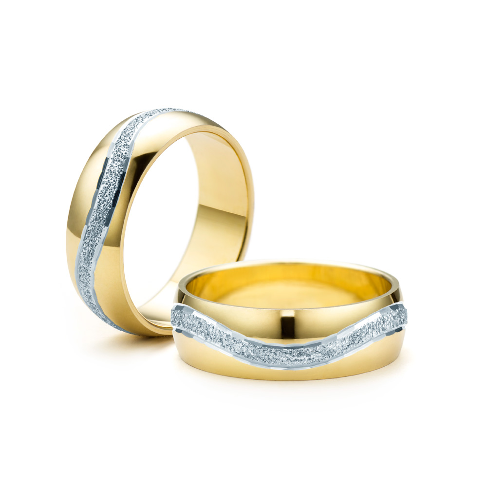 Svadobné obrúčky: dvojfarebné zlato, polguľaté, 6 mm