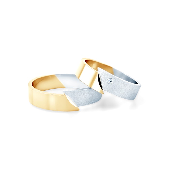 Obrączki ślubne: dwukolorowe złoto, płaskie, 4,6 mm