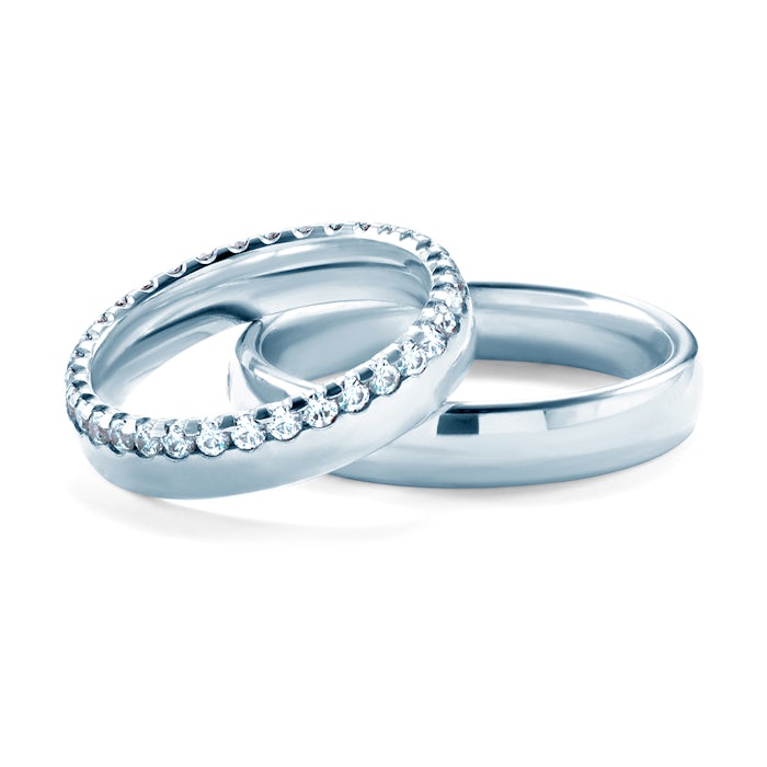 Snubní prsteny: bílé zlato, kulaté, 4,5 mm