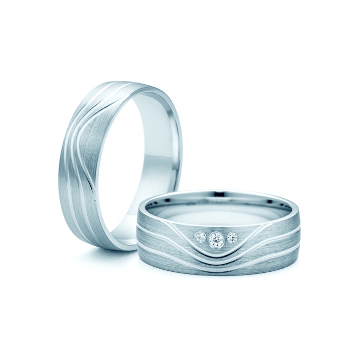 Snubní prsteny: bílé zlato, kulaté, 6 mm