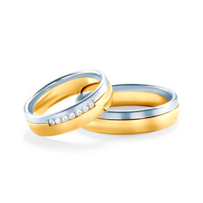 Obrączki ślubne: dwukolorowe złoto, okrągłe, 5,5 mm