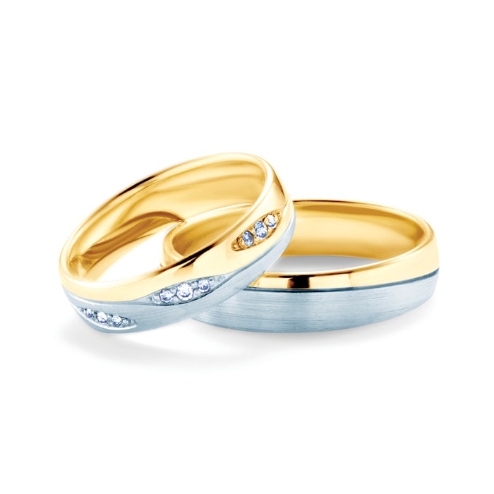 Snubní prsteny: dvoubarevné zlato, kulaté, 5 mm