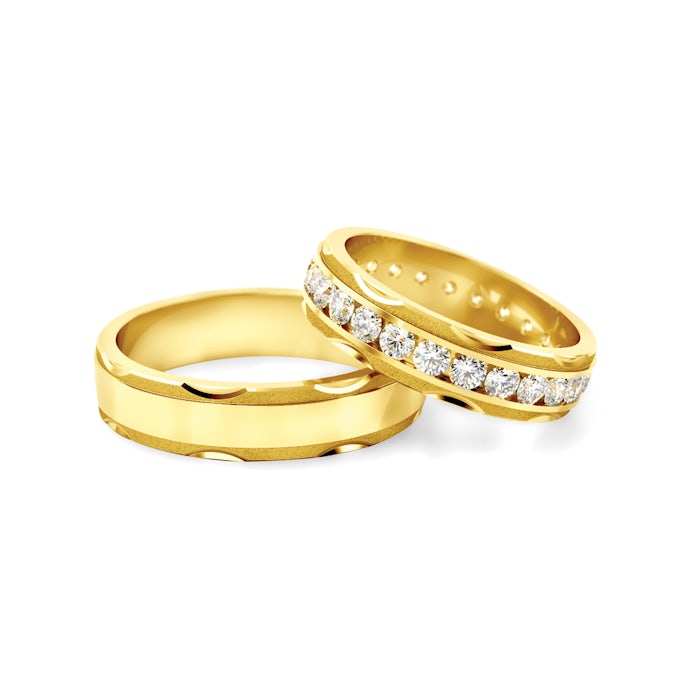 Svadobné obrúčky: žlté zlato, ploché, 5 mm