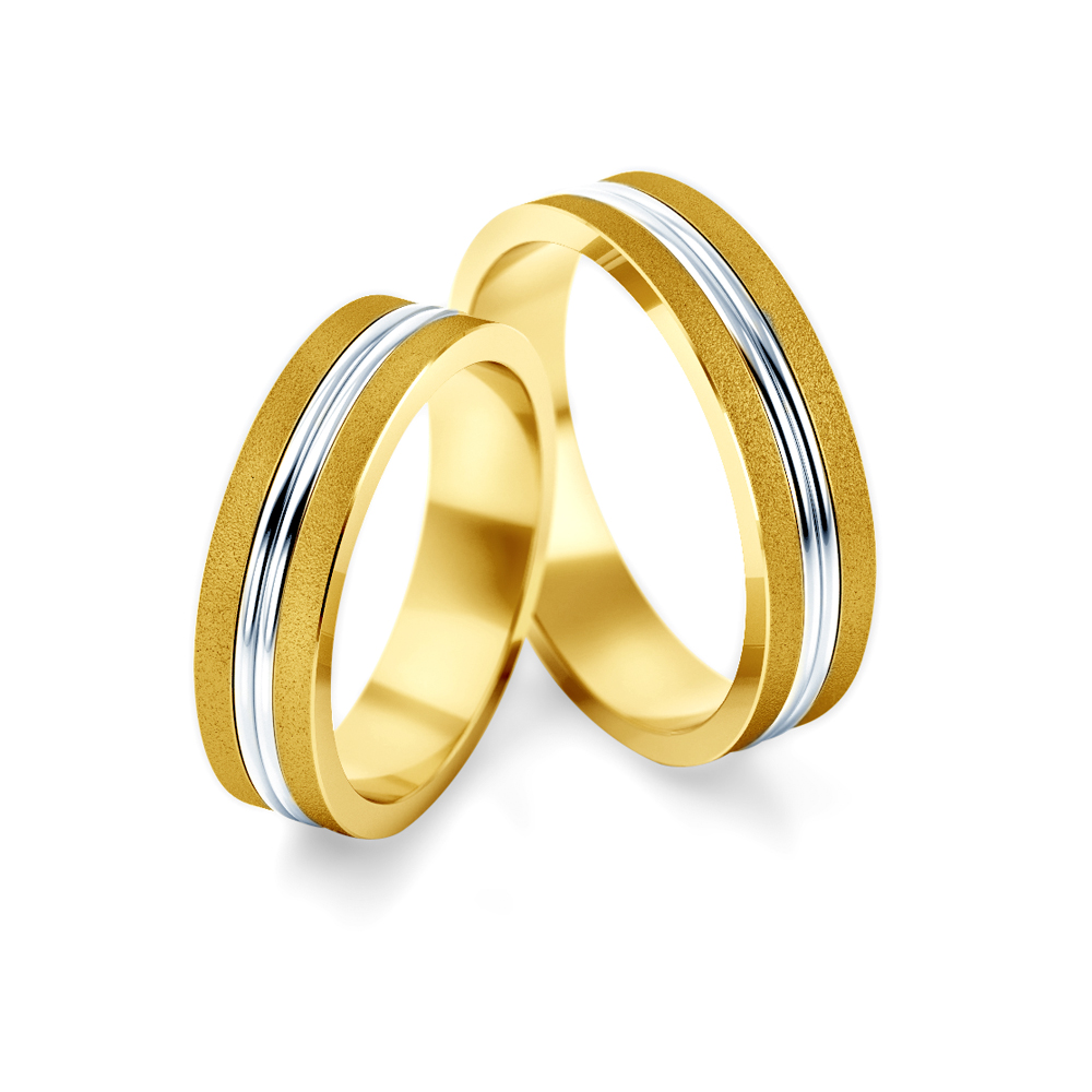 Eheringe: Zweifarbiges Gold, Flach, 5 mm