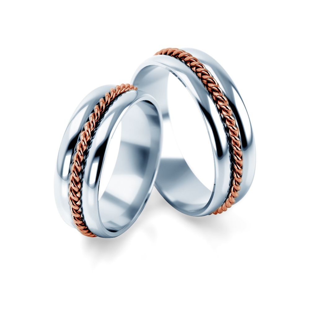 Obrączki ślubne: dwukolorowe złoto, wklęsłe, 6 mm