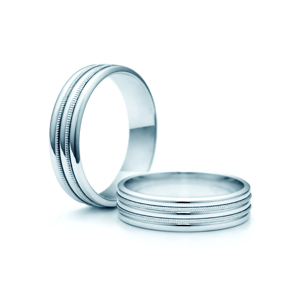 Obrączki ślubne: białe złoto, płaskie, 5 mm