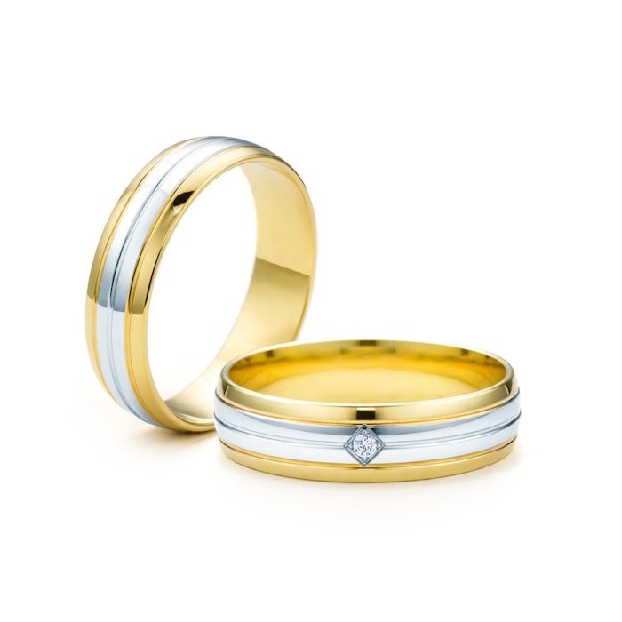 Snubní prsteny: dvoubarevné zlato, kulaté, 5 mm