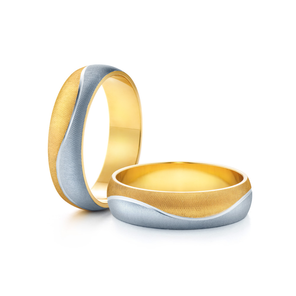 Obrączki ślubne: dwukolorowe złoto, półokrągłe, 5 mm