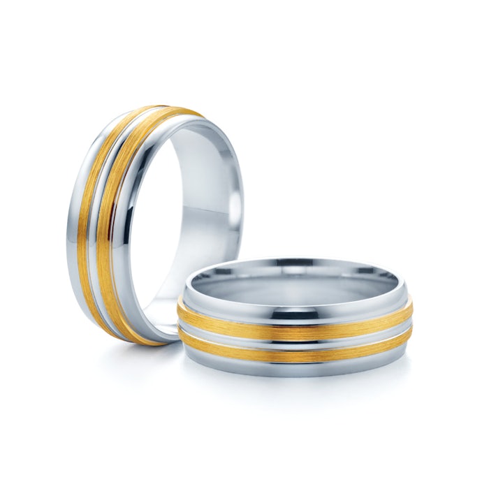 Snubní prsteny: dvoubarevné zlato, kulaté, 6 mm