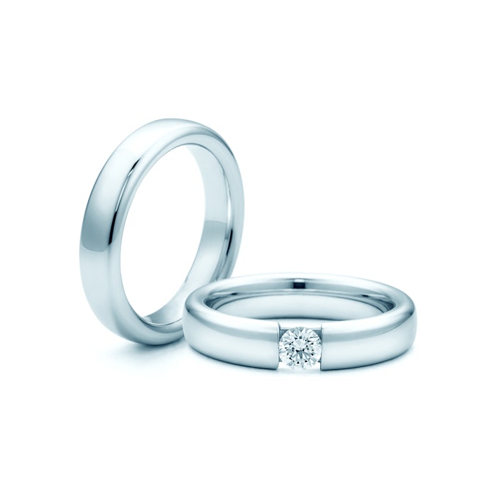 Snubní prsteny: bílé zlato, kulaté, 4,5 mm