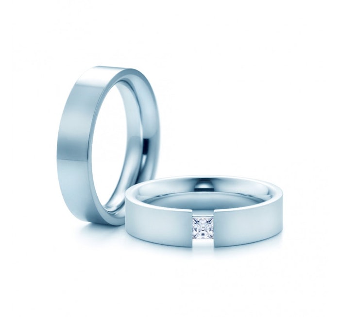 Snubní prsteny: bílé zlato, ploché, 5 mm